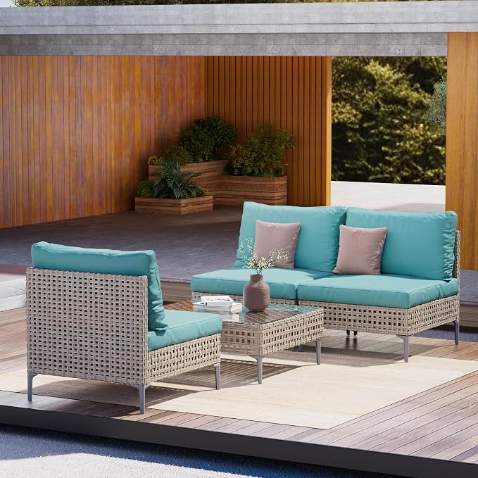 Grand patio 4-Piece Wicker Patio Furniture Set, Boho Outdoor Conversation Set - Image 2