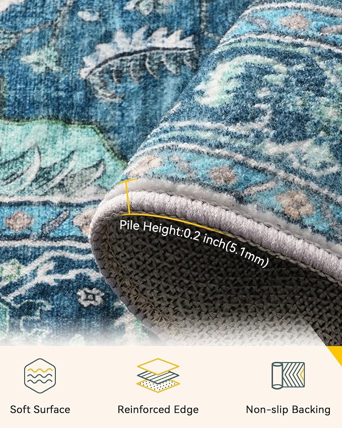 RELEANY Area Rugs 3'x6' Runner Rug Non Slip Washable - Image 4