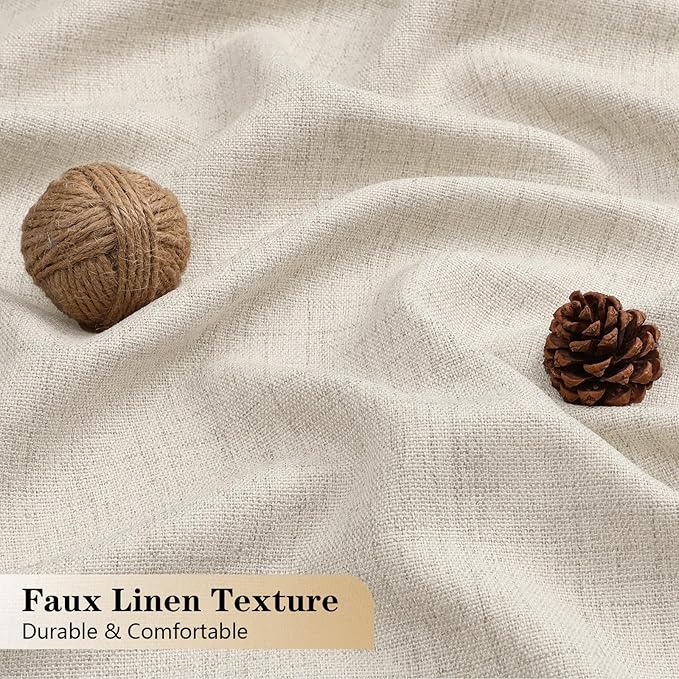 OVZME Natural Valance for Windows, Light Filtering Faux Linen Textured Small - Image 4