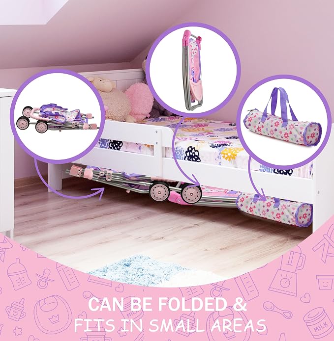Baby Doll Stroller Bed and Swing Nursery Playset, Baby Doll Accessories - Image 7