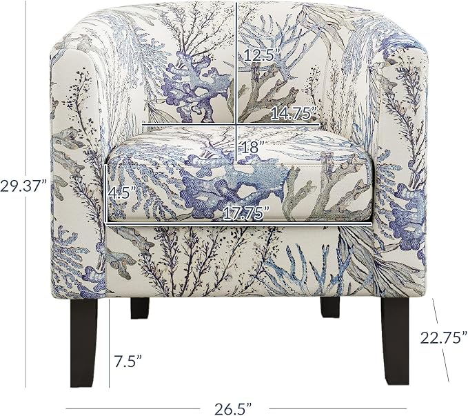 BELLEZE Living Room Chair, Linen Round Accent Barrel Chair, Club Tub Sofa Chair - Image 2