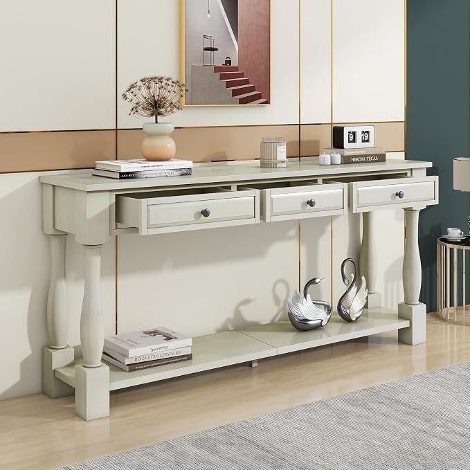 Knocbel 64 Inch Long Antique Entry Console Table - Image 7