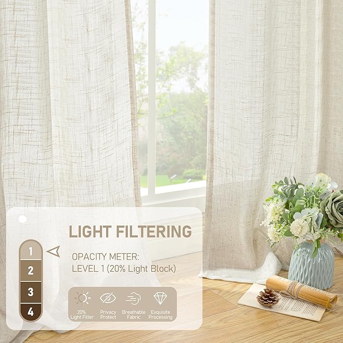 LAMIT Short Linen Curtains 36 Inch Length - Image 4