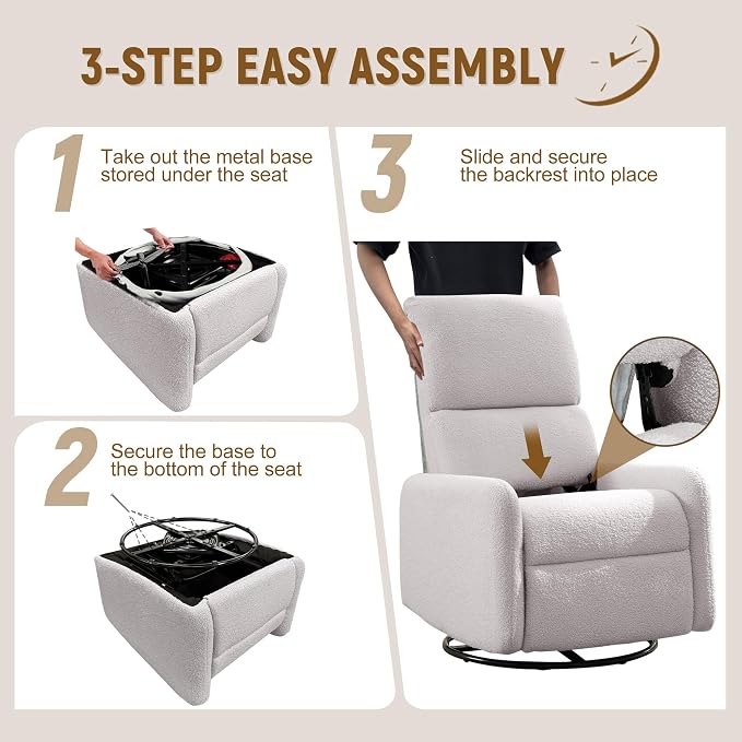 Korser 360° Rocking Chair, Nursery Rocker Chair - Image 6