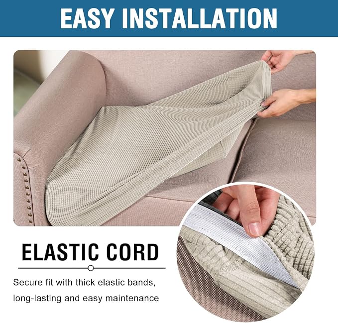 H.VERSAILTEX Stretch Couch Cushion Covers Individual Seat Sofa Chair Slipcovers - Image 5