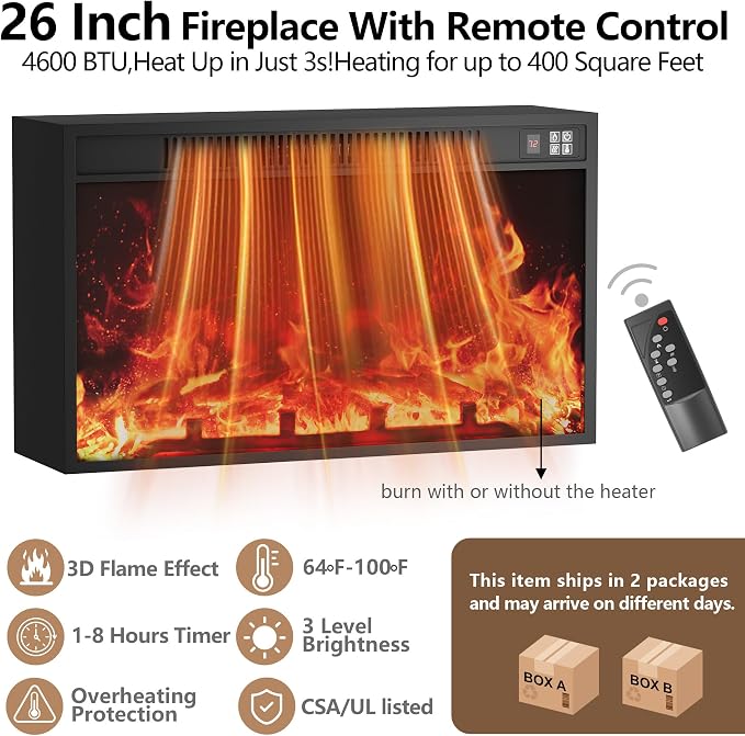 JUMMICO Fireplace TV Stand for 65+ Inch TV - Image 5