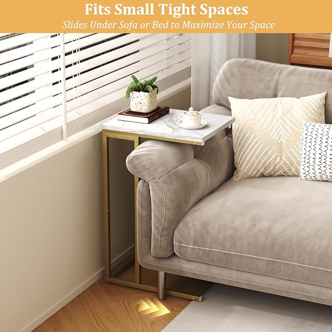 Function Home C Shaped End Table, Small Side Tables - Image 7
