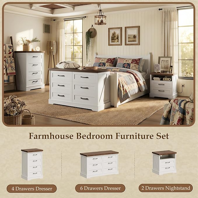 AODK 24 Inch Farmhouse Nightstand Set of 2, Bedside Tables - Image 8