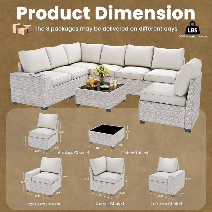 olimix 8 Piece Outdoor Patio Furniture Set, Outdoor Sectional Furniture - Image 8