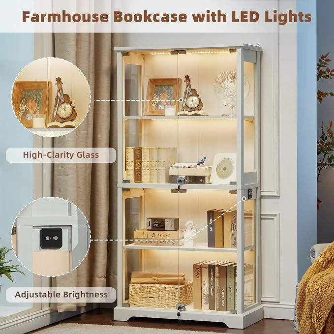 LELELINKY Farmhouse Display Cabinet Set of 2 - Image 8