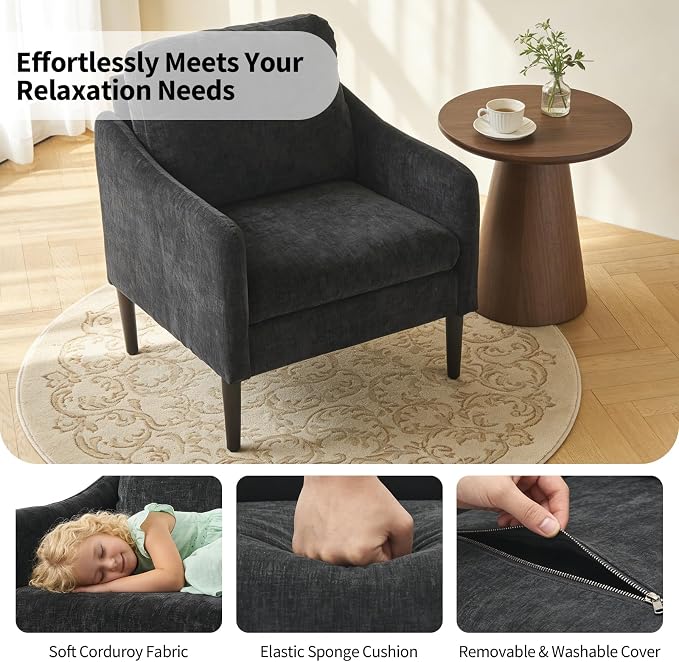 Mid Century Modern Accent Chair, Chenille Fabric Armchair - Image 5