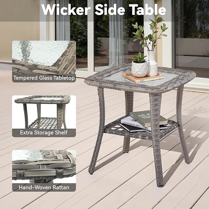 3 Pieces Patio Furniture Sets-Outdoor PE Rattan Wicker Chairs - Image 8