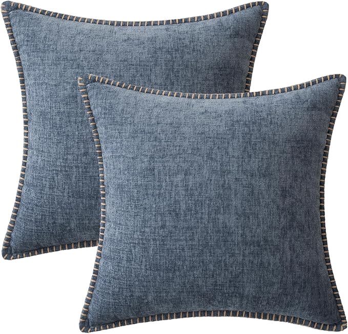 MIULEE Pack of 2 Couch Throw Pillow Covers 16x16 Inch Dark Grey Blue Farmhouse - Image 6