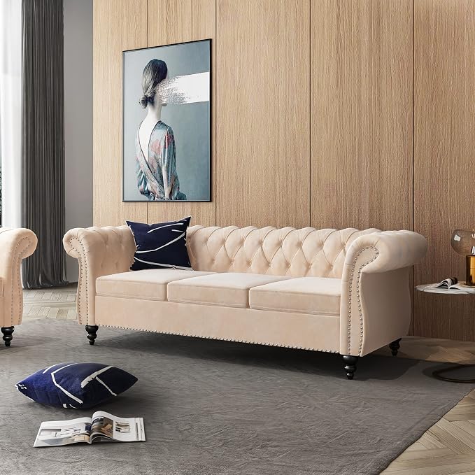 QHITTY 2 Piece Living Room Set, Sectional Chesterfield Sofa Chair Contemporary - Image 8