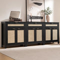 SICOTAS Sideboard Buffet Storage Cabinet Set of 3, Rattan Credenza Buffet Table by SICOTAS
