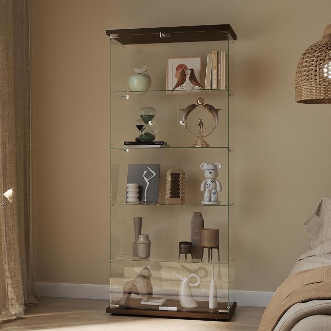 Display Cabinet with Glass Door and Lock, 5-Shelf Curio Cabinets with 5mm - Image 4