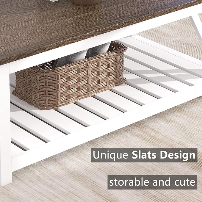 ChooChoo Farmhouse Coffee Table, Rustic Vintage Living Room Table - Image 5