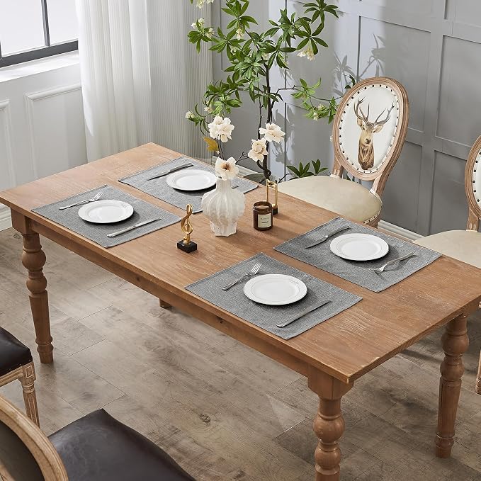 BALCONY & FALCON Placemats Set of 4 Faux Linen Cloth Place Mats Washable - Image 7