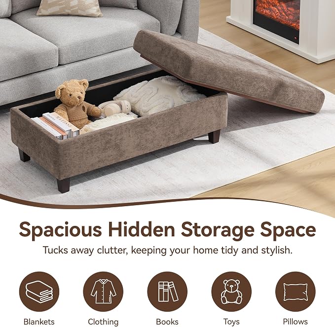 45 Inch Large Storage Ottoman Bench - Image 5