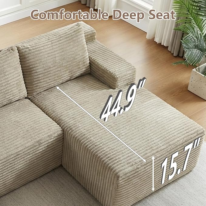 96" Cloud Sectional Couch U-Shaped Chaise - Image 7