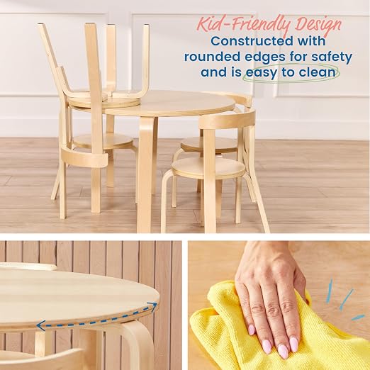 ECR4Kids Bentwood Table and Curved Back Chair Set, Kids Furniture - Image 5
