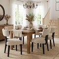 HNY Mid Century Modern Farmhouse Dining Chairs Set of 6, Linen Upholstered by HNY