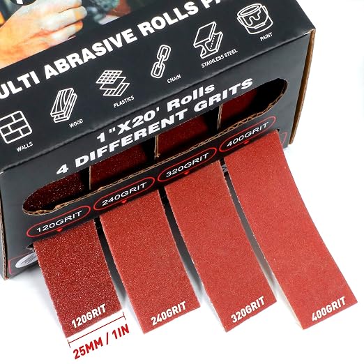 Emery Cloth Roll, 4 Grits 1'' x 19.7' Sandpaper Roll 120 240 320 400 Emery Cloth - Image 2