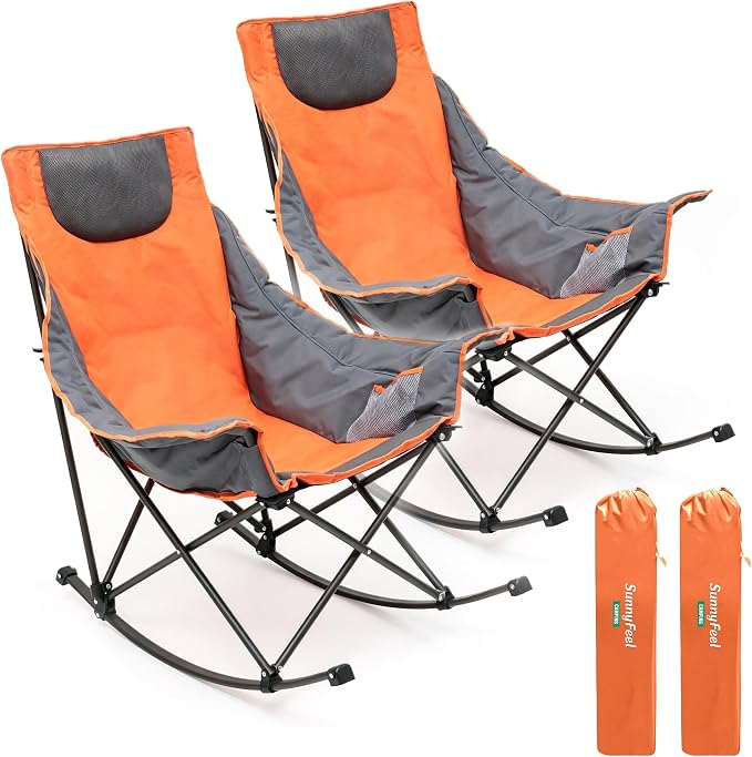 SUNNYFEEL Oversized Rocking Camping Chair 2 Pack, Fully Padded Patio Chair by SunnyFeelCamping