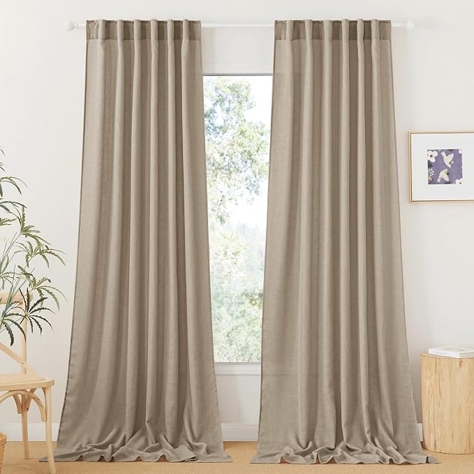 RYB HOME Long Linen Curtains 96 inches Long by RYBHOME