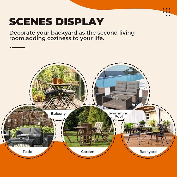DANGHOOGY Wicker Chair Cushions, Waterproof Outdoor Loveseat Cushions - Image 7