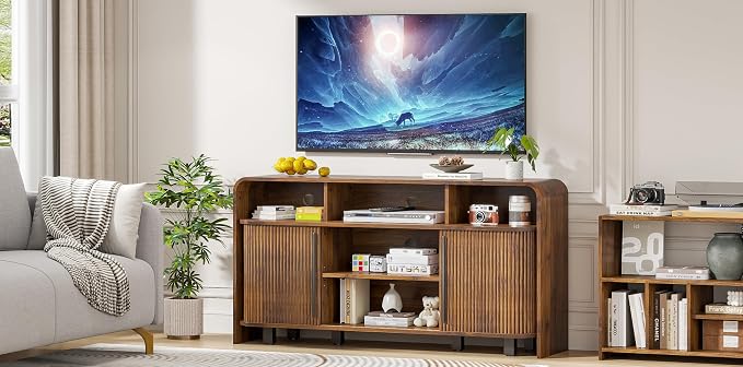 Small Fluted TV Stand for Bedroom, Mid Century Modern Media TV Console for 55 - Image 7