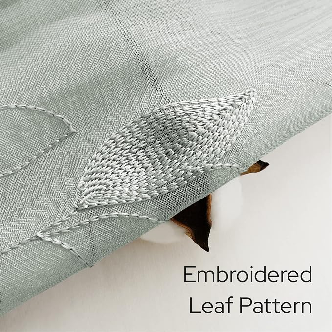 HOMEIDEAS Sage Green Sheer Kitchen Curtains 30 X 36 Inch Length 2 Panels - Image 3