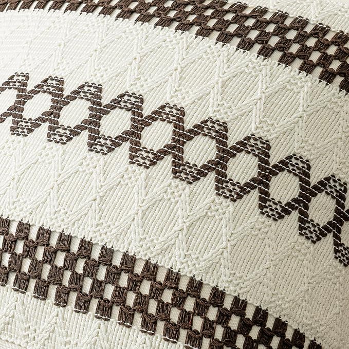 MIULEE Set of 2 Dark Brown Boho Decorative Pillow Covers 18x18 Inch Farmhouse - Image 4