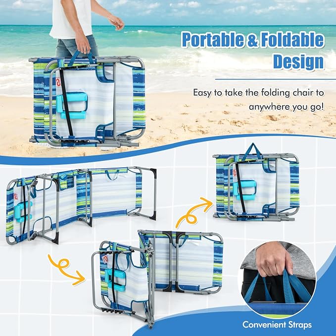 Goplus Tanning Chair, Folding Adjustable Patio Lounge Chair - Image 7