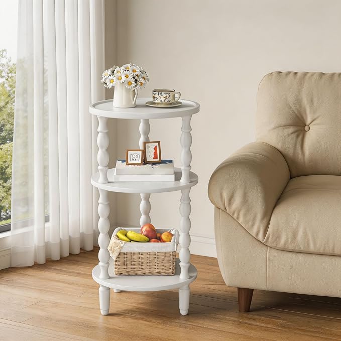 HOOBRO Round Side Table for Small Space, 3-Tier Small Round End Table - Image 2