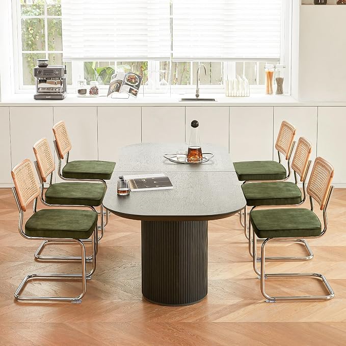 GrandNoor Rattan Dining Chairs Set, Wooden Mid Century Modern Dining Room Chairs - Image 8