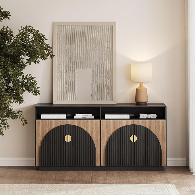BELLEZE 65 Inch Fluted TV Stand, Mid Century Modern Entertainment Center - Image 7