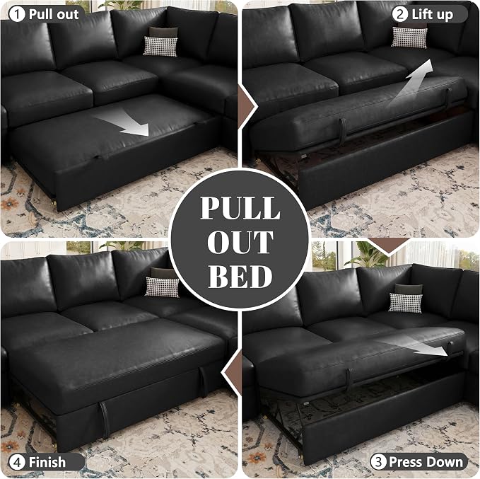 85 Inch Faux Leather Modular Sectional Sofa - Image 7