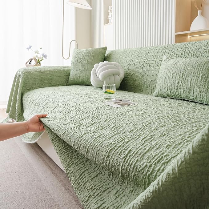DREAMINGO Bubble Textured Cooling Sofa Cover, Ice Silk Breathable Couch Cover - Image 2