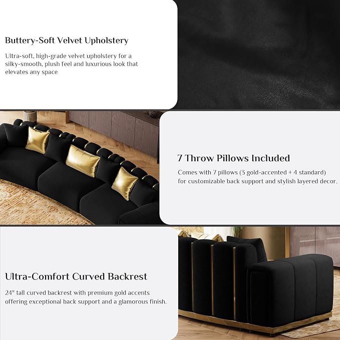 145" Oversized Velvet Chesterfield Sofa Sectional Couch - Image 5