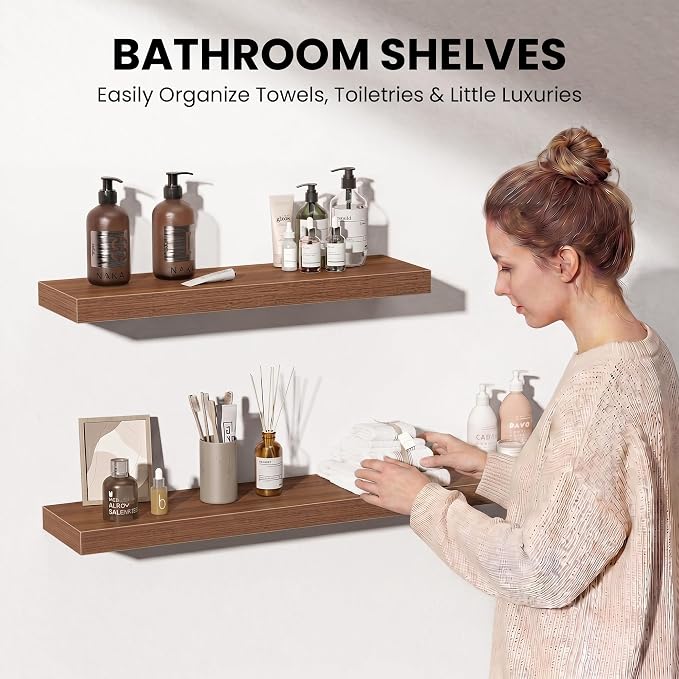 Fun Memories 16 Inch Floating Shelves Wall-Mounted, Engineered Wood Wall Shelves - Image 5