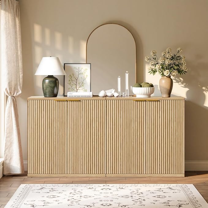 Evermagin 63" Oak Buffet Cabinet - Image 2