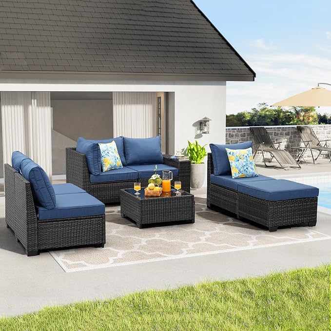 JOYURE 7 Pieces Patio Furniture Set All-Weather Outdoor Wicker Sectional - Image 7