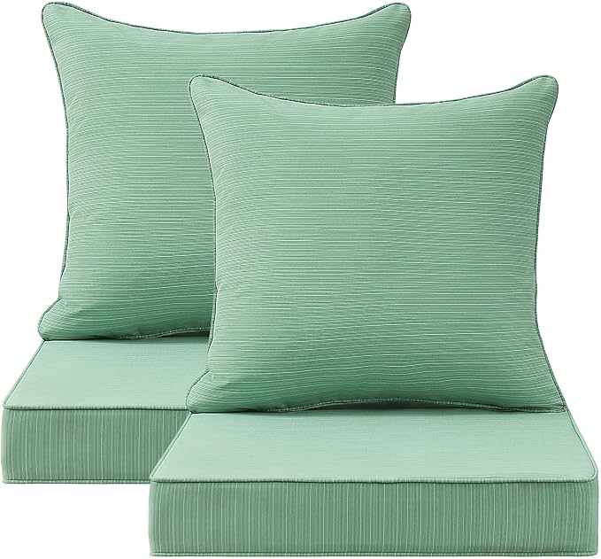 Outdoor Deep Seat & Back Cushion Set, 24 x 24 Inch Water Repellent and Fade by Supflourishia