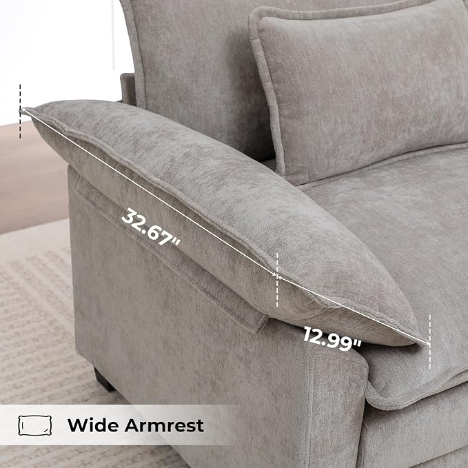 Modern Oversized Accent Chairs Set of 2, Chenille Cloud Sofa Chair - Image 6