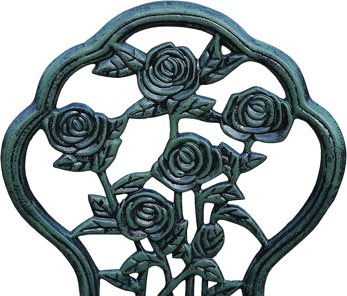 Oakland Living Cast Aluminum Conversation Set Metal Antique Green 3 Piece Patio - Image 3