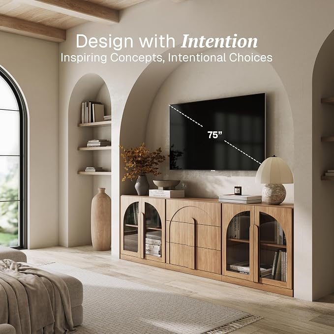 BELLEZE 3-Piece Modular Sideboard Cabinet Freely Configurable, Modern Wood - Image 3
