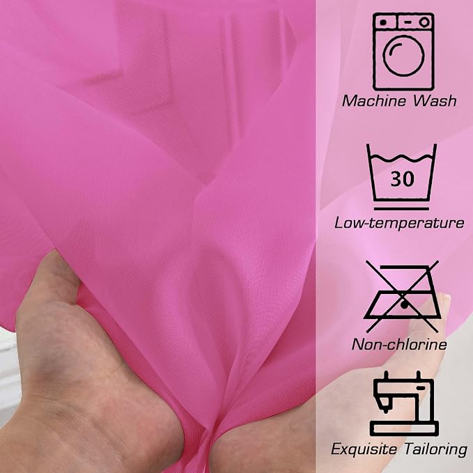 Simplebrand Hot Pink Sheer Curtains 96 Inches Long, Light Filtering Rod Pocket - Image 6