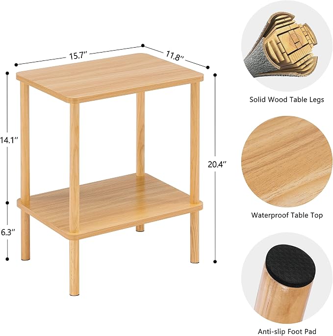 Apicizon 2 Tier End Table Set of 2, Small Side Table - Image 3