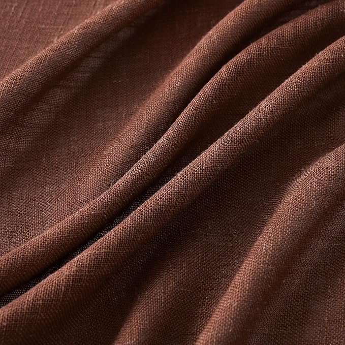 MIULEE Chocolate Brown Linen Curtains 72 Inch Length - Image 4